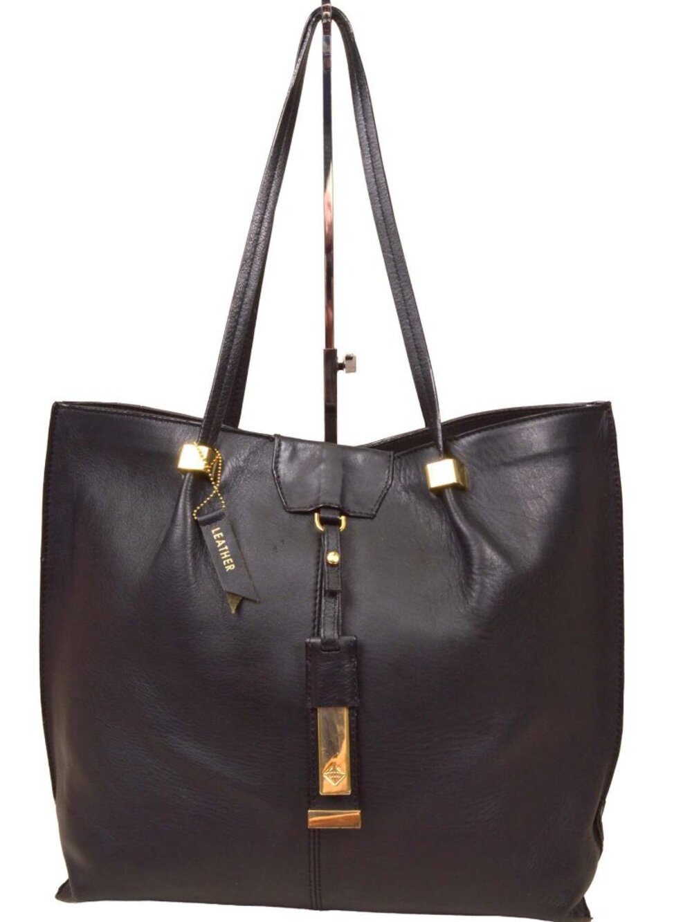 Antonio Milani Black Leather Large Shoulder Bag Tote